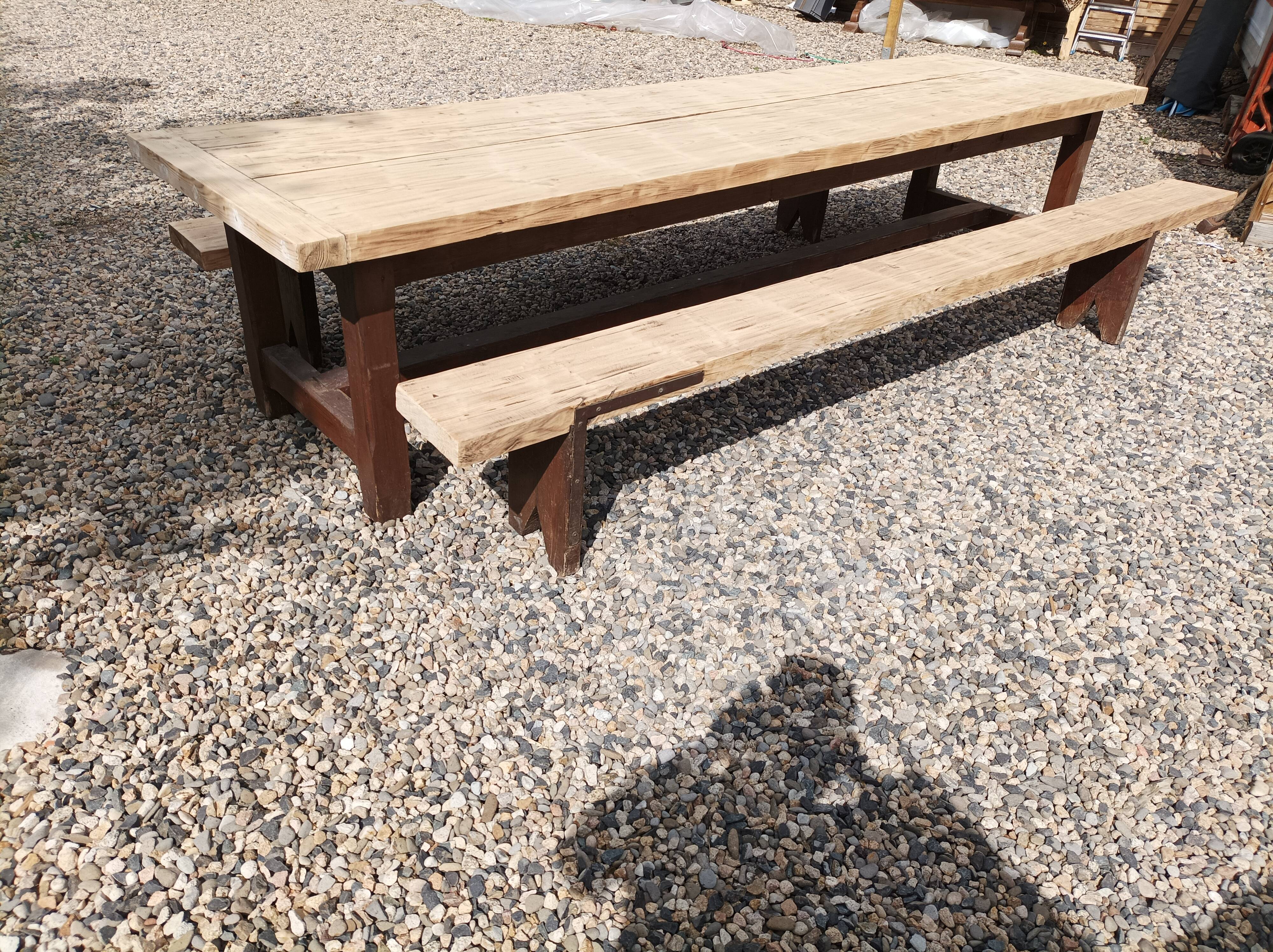 Fir farmhouse table with bench 3m42