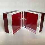 Pair of two-tone plexiglass bookends