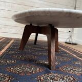 Marble and rosewood coffee table, designed by Hugues Poignant for Roche Bobois