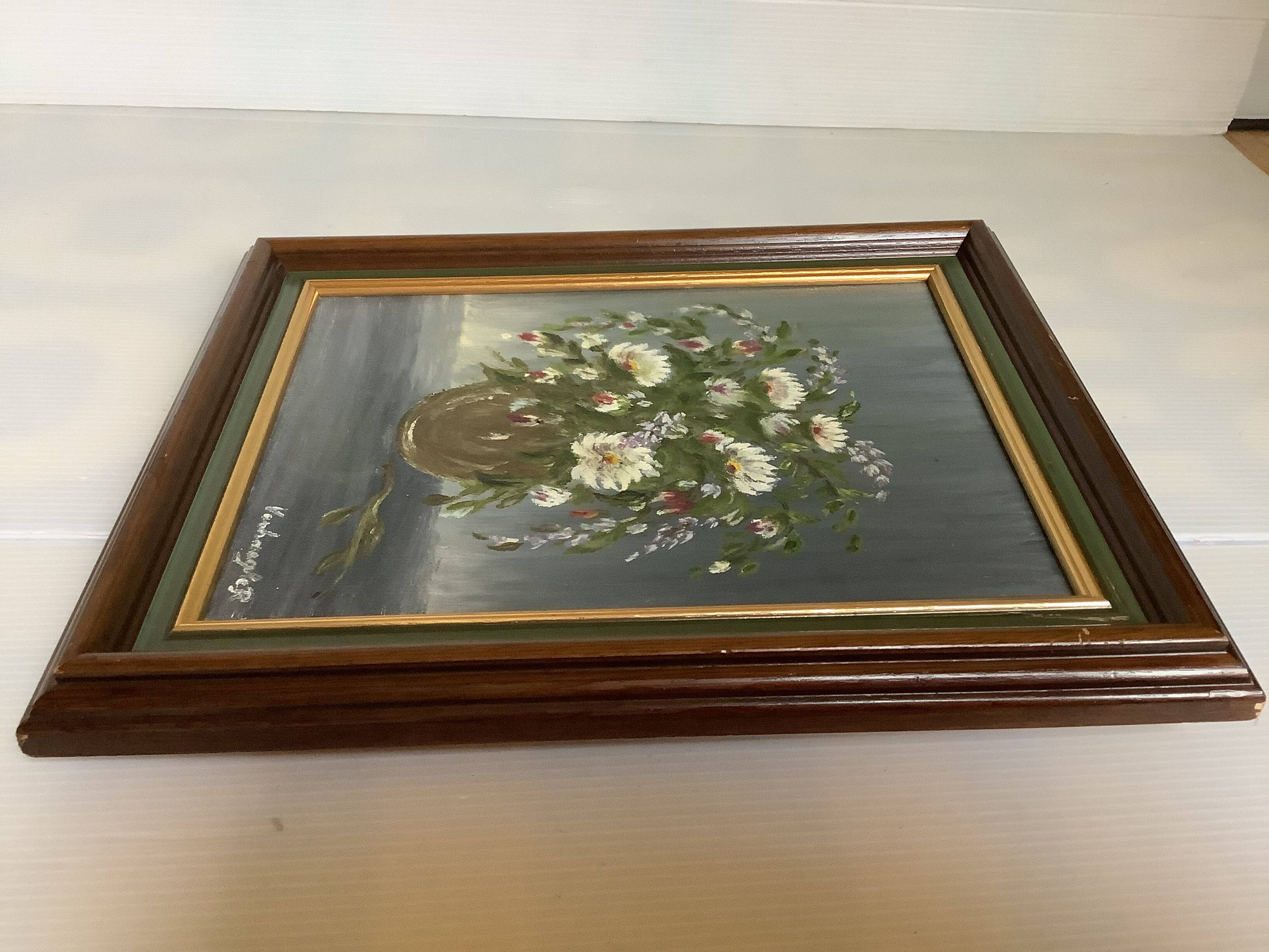 Bouquet of flowers oil on canvas painting