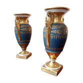 Lot of two blue and gold baluster vases