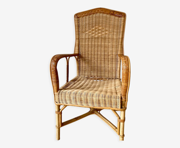 Fauteuil en rotin adulte vintage