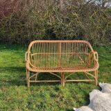 Vintage rattan bench