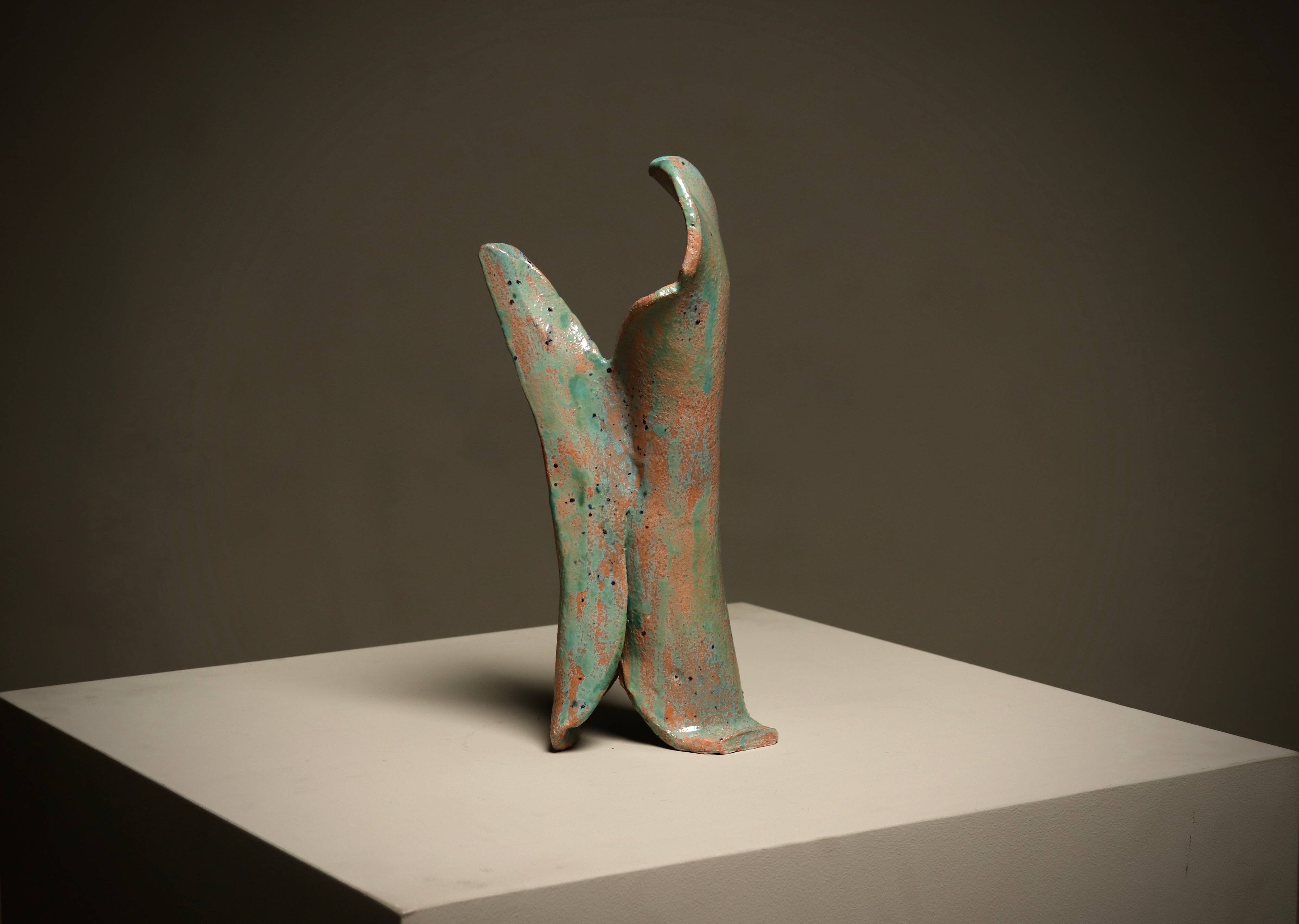 Studio pottery free form raku glazed sculpture 1990s