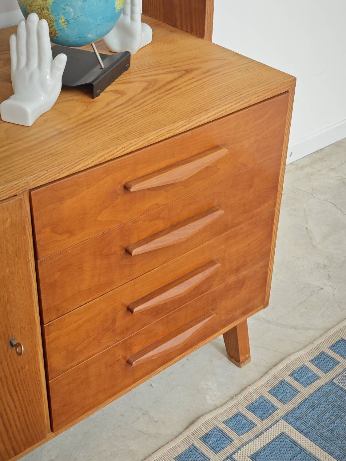 High sideboard, wooden display cabinet by Frantisek Jirak – 1960