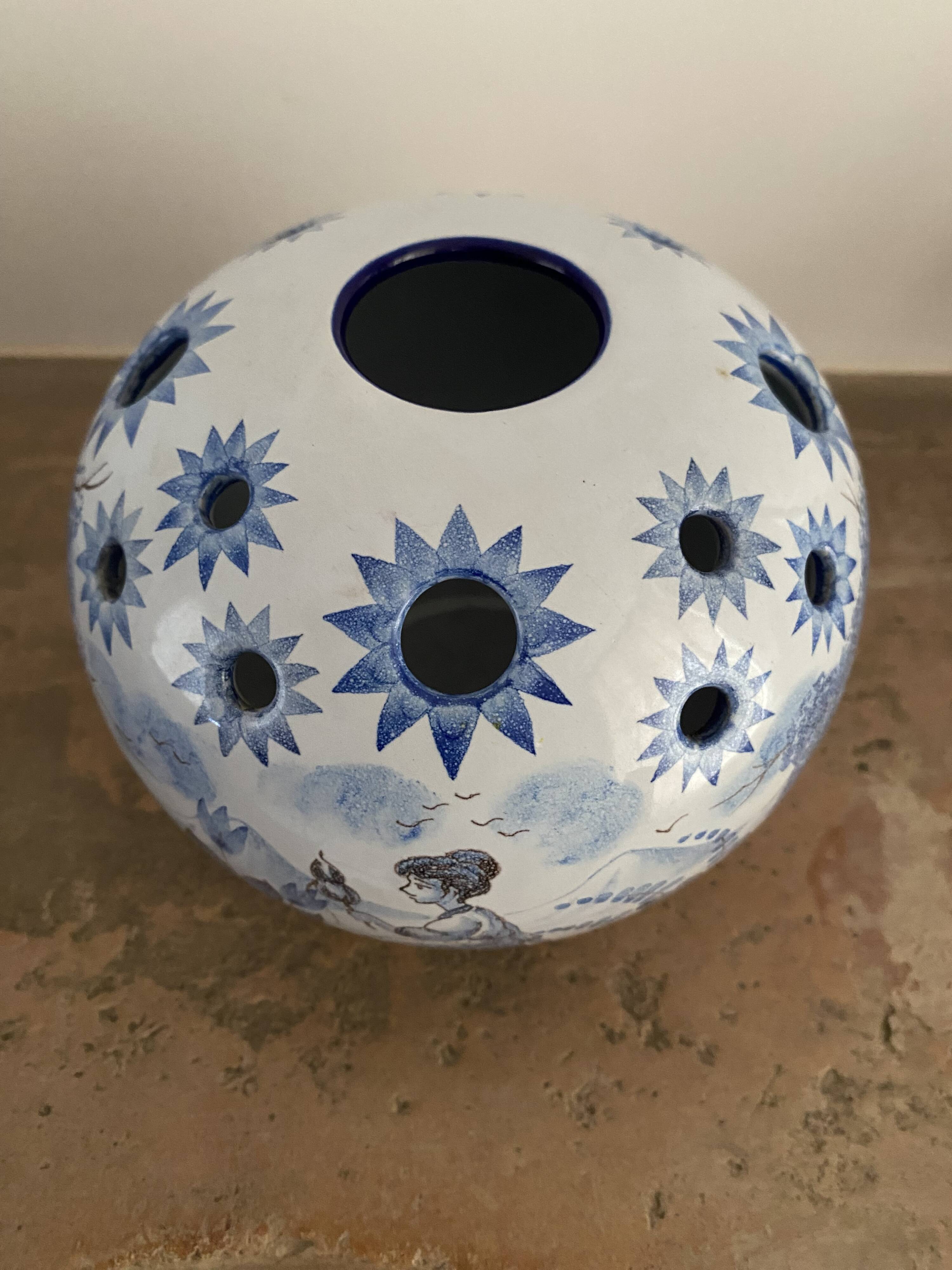 Nevers earthenware flower vase by A. Montagnon