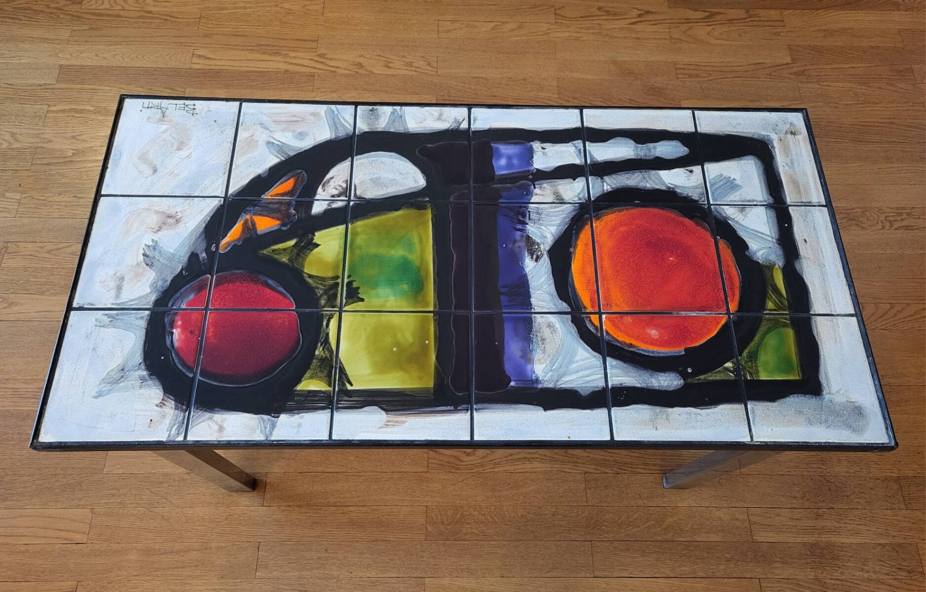 Belarti coffee table in volcanic lava ceramic with chrome legs, Belgium 1960.