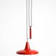 Mid-Century Modern red aluminum pendant lamp, height adjustable, Italy
