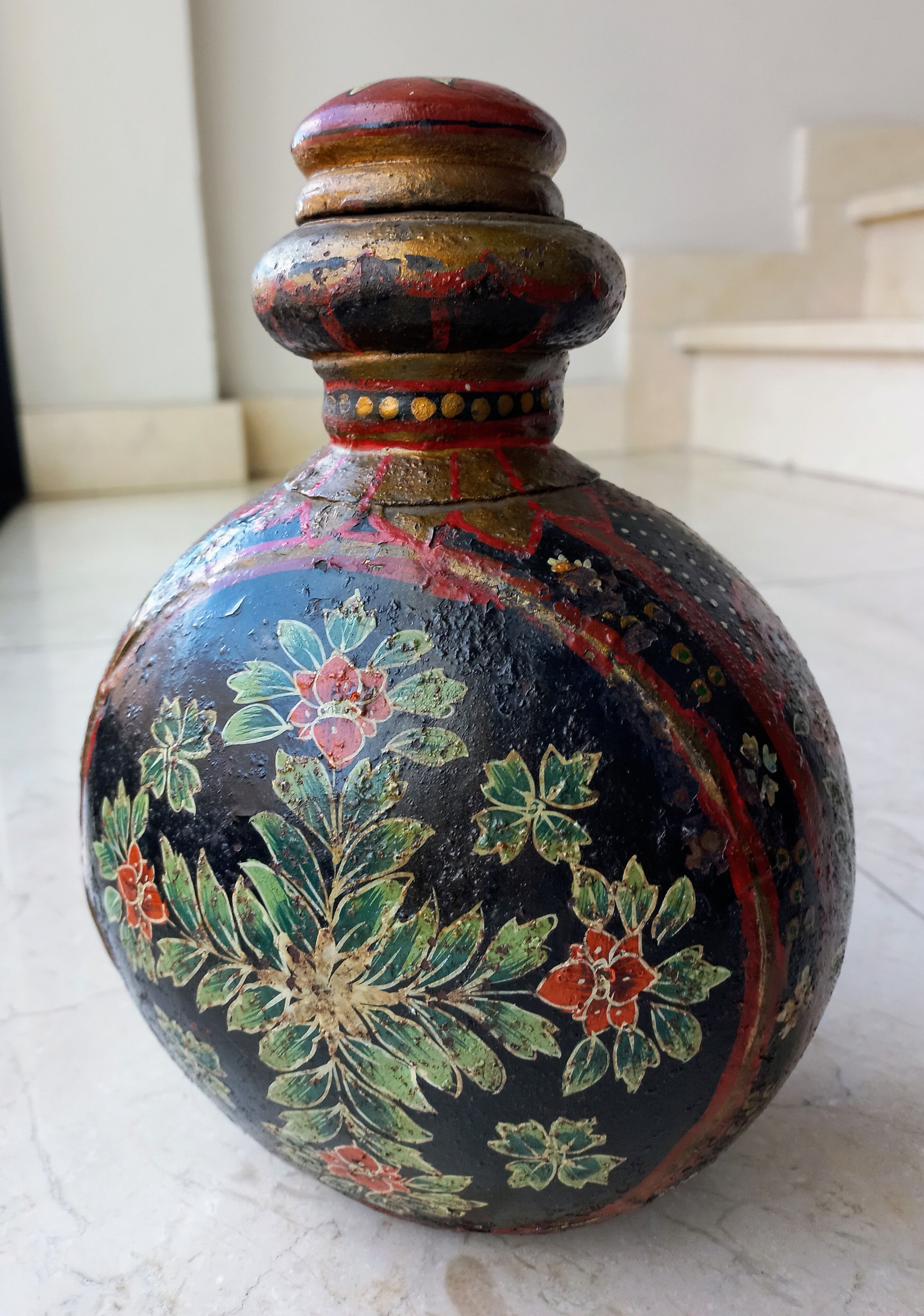 Handpainted metal Indian gourd