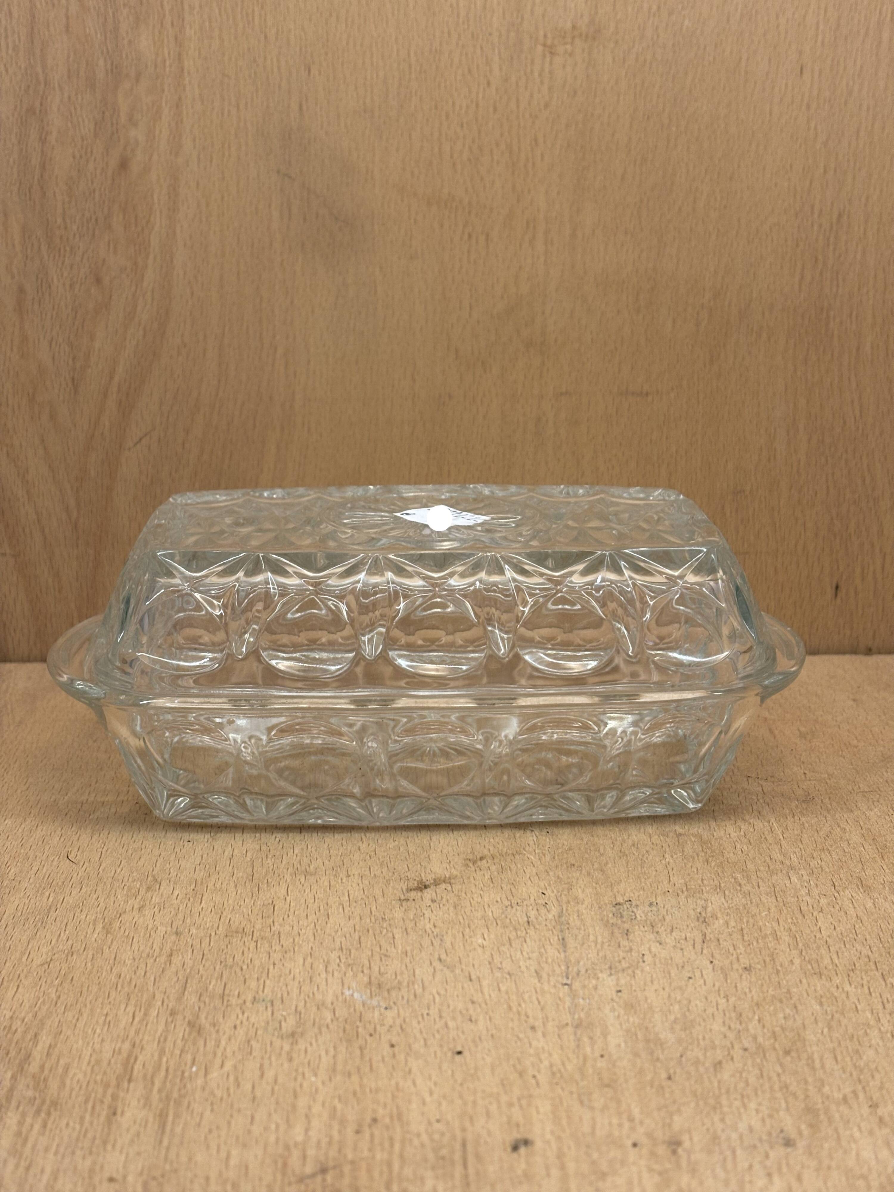 Glass butter dish