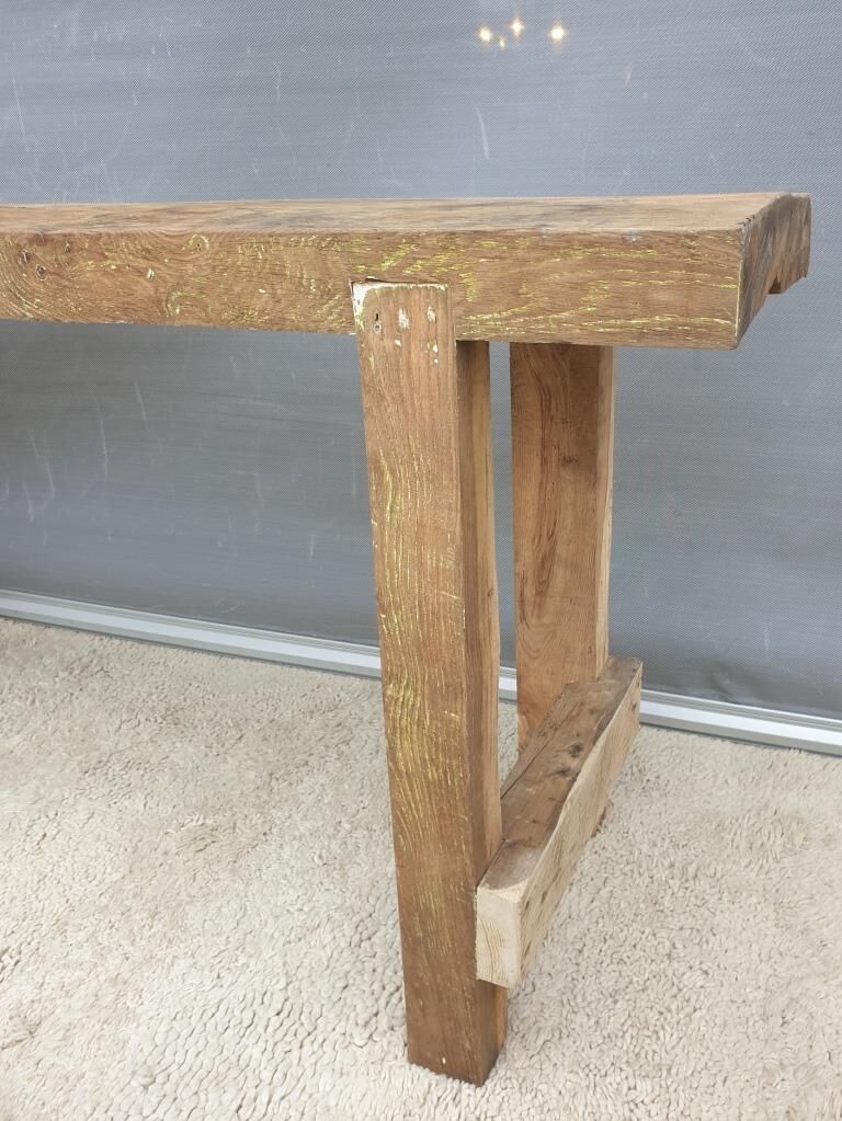 Restored solid wood workbench