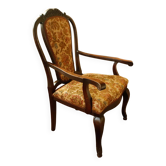 Antique Queen Anne Revival Carver Armchair with Floral Tapestry Upholstery