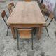 Old farmhouse table of 2x1 m and 8 places in beech and oak