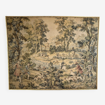 Tapisserie ancienne Jules Pansu scène de chasse 18e siècle