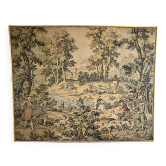 Antique tapestry Jules Pansu hunting scene 18th century