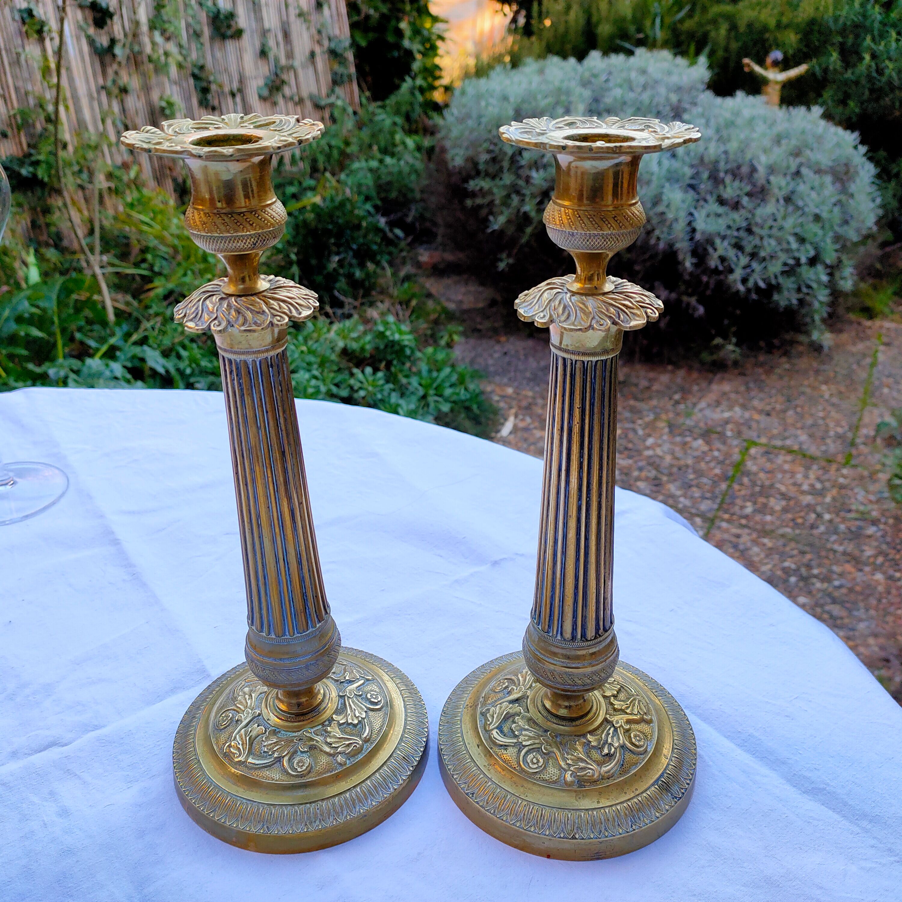 Old brass candle holders
