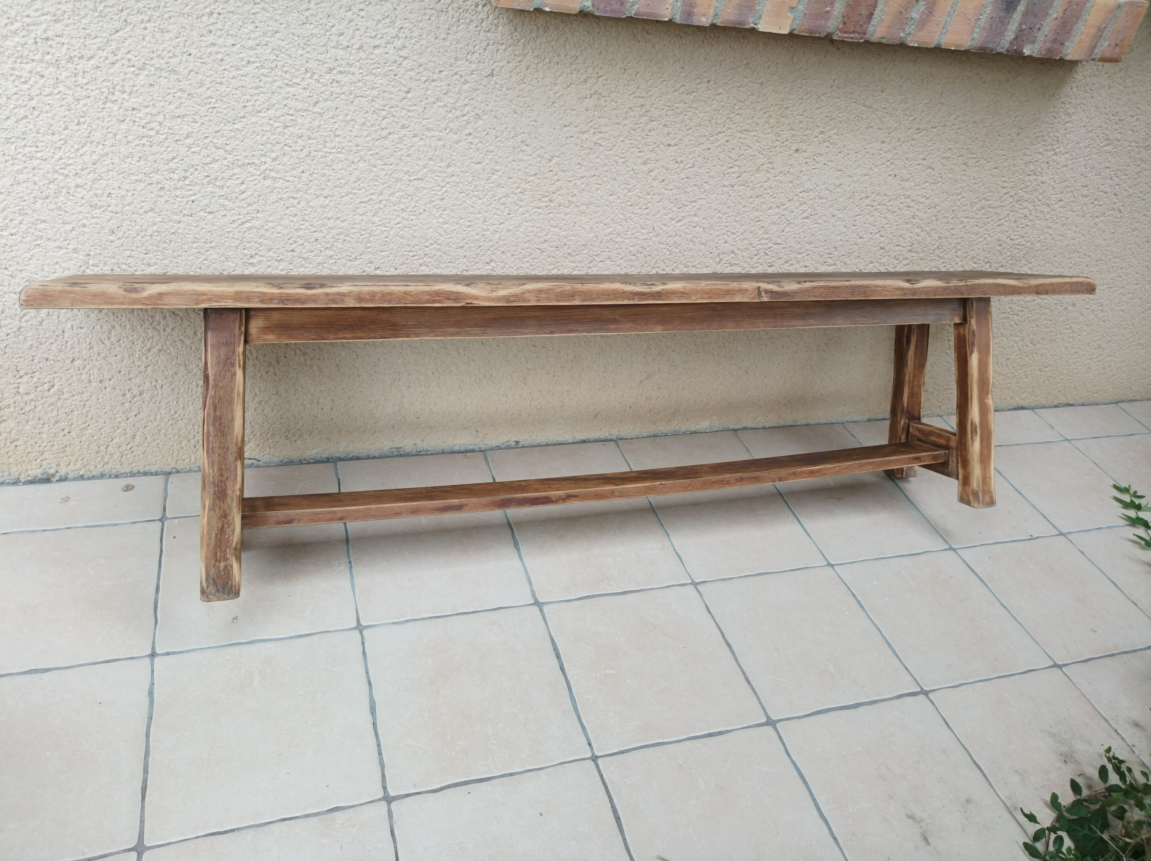 Solid oak farm bench