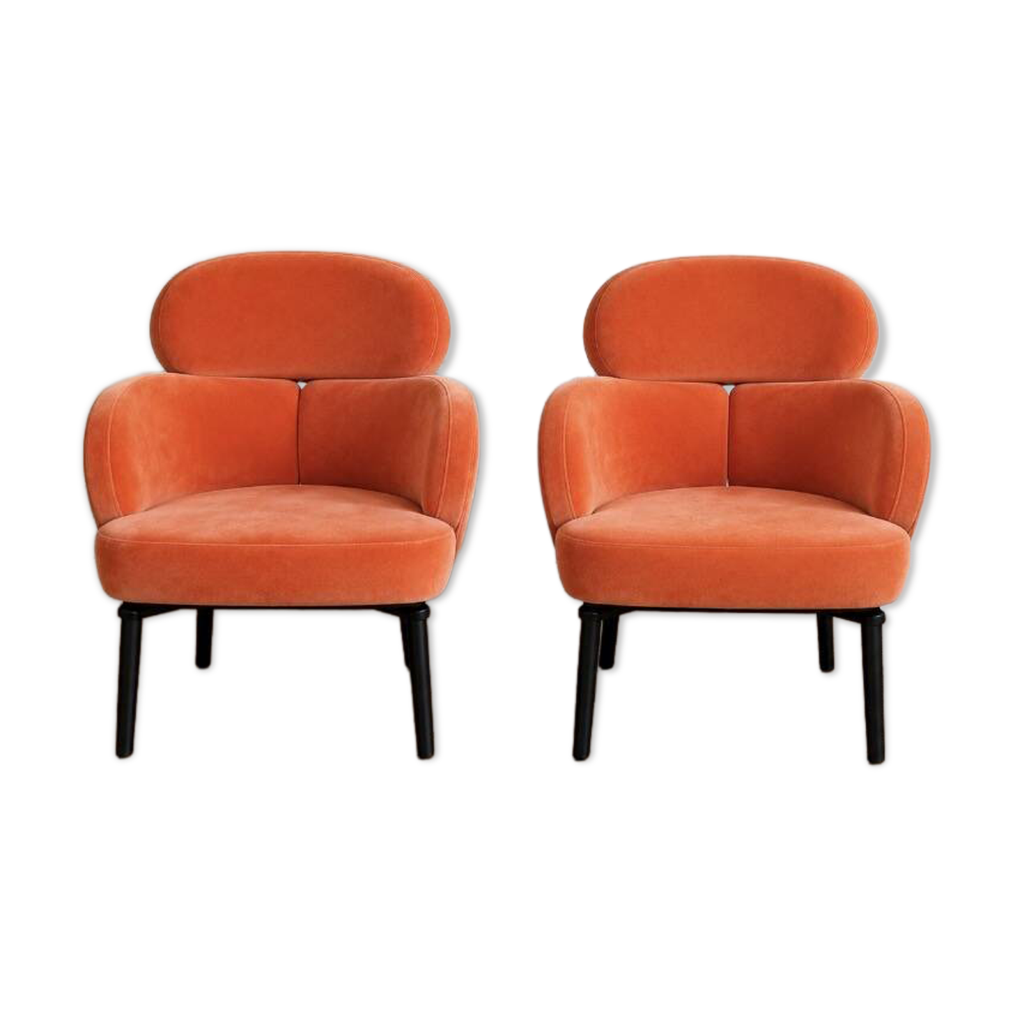 Paire de fauteuils italiens en velours corail, années 70