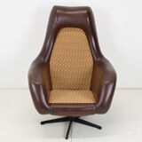 Mid-century Rotating Armchair,Leatherette,1980's.