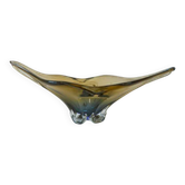 Vintage Art Glass Bowl, Hand Blown Murano Style, Yugoslavia 1960s, Large Centerpiece