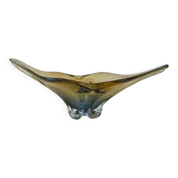 Vintage Art Glass Bowl, Hand Blown Murano Style, Yugoslavia 1960s, Large Centerpiece