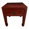 Small Chinese side table in red lacquer 20th century side table 1 drawer