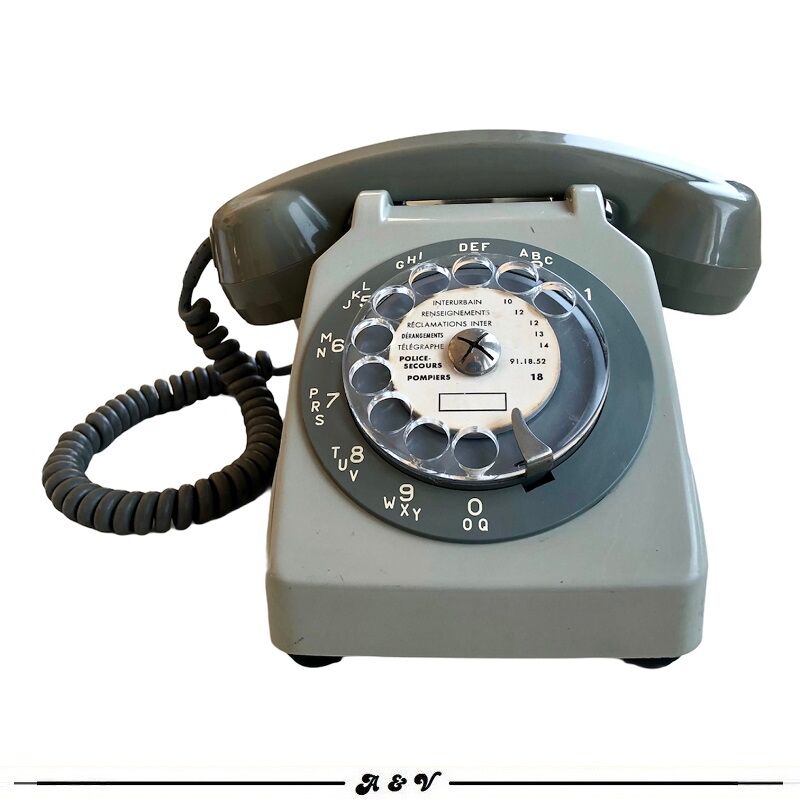 Téléphone Socotel S63 gris à cadran vintage 1970s