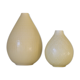 Set of two Nils Thorsson Yellow Faience Marselis Vase Aluminia Royal Copenhagen