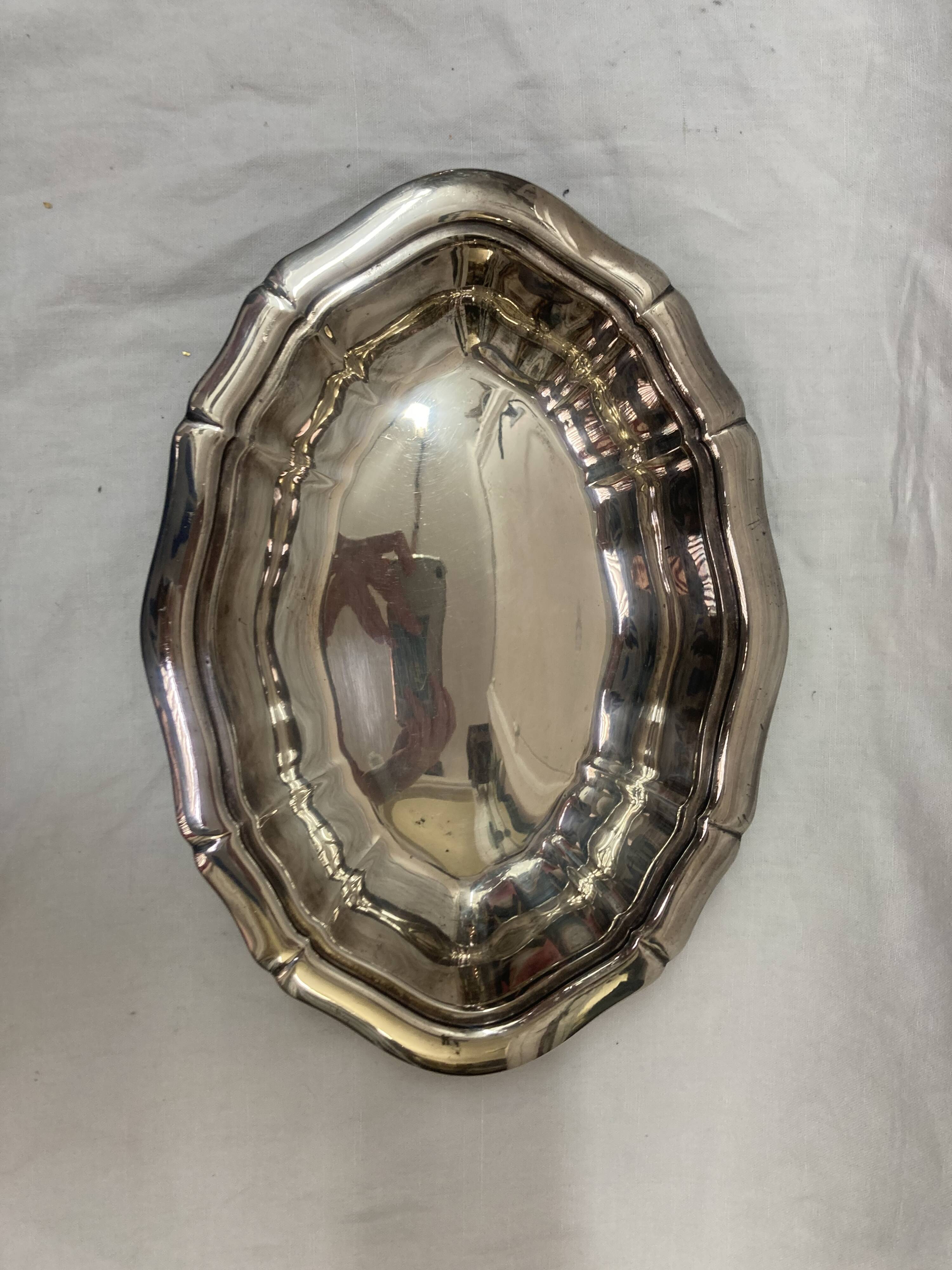 silver serving dish, 1970