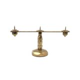 Brutalist brass pair of candle holders, France 1970