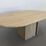 French Coffee Table in Travertine and Marble, 1960s