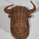 Vintage mid century wicker bull head sculpture