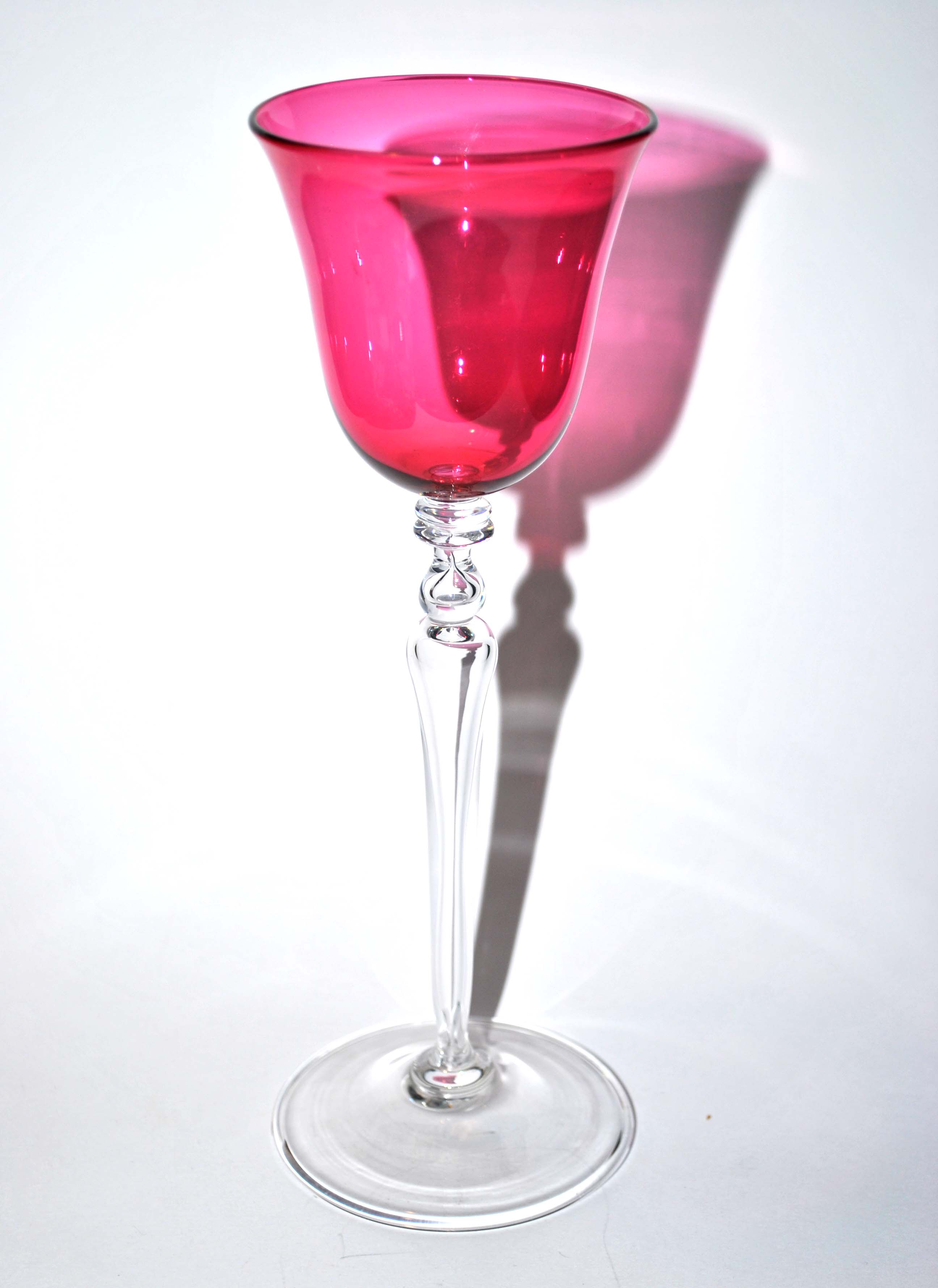 Lined blown crystal stemmed glass