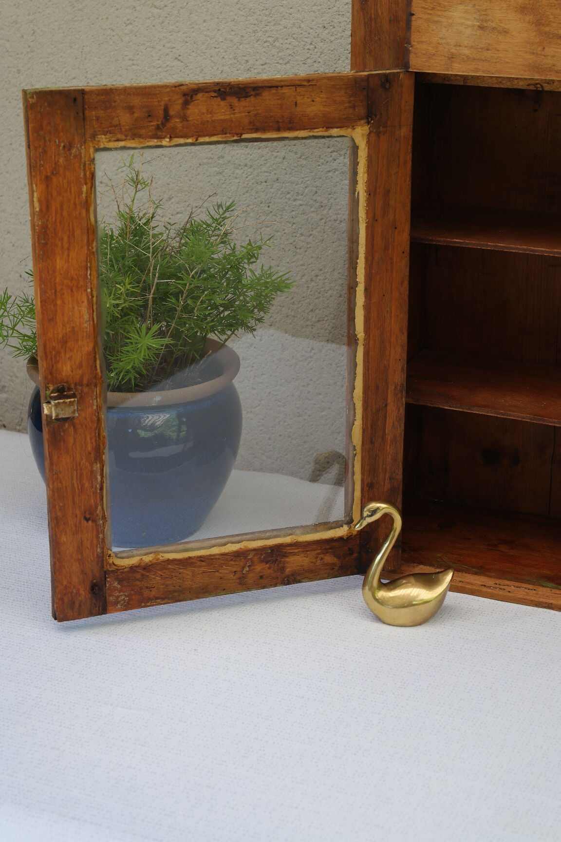 Country wall display in old walnut wood