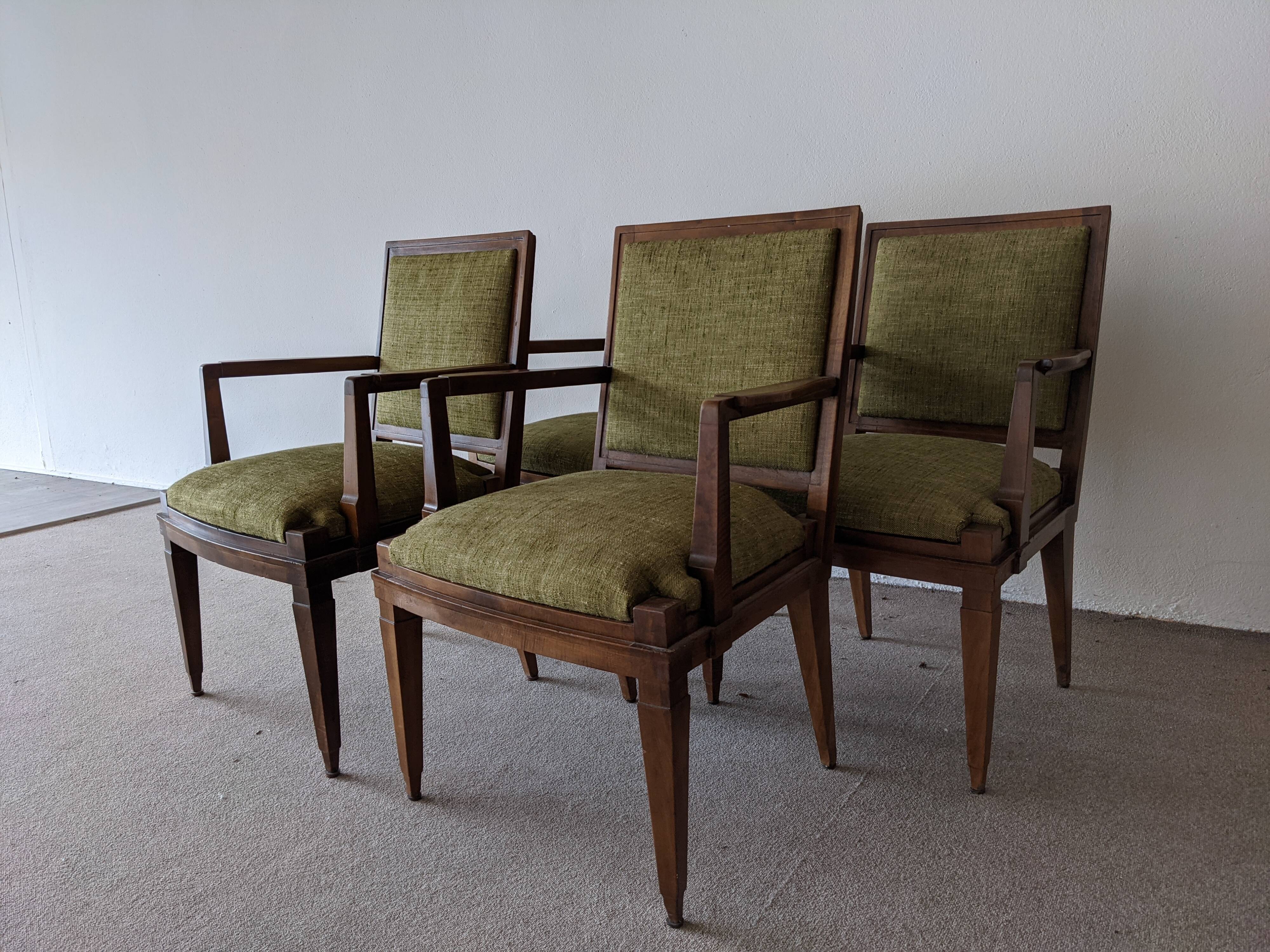 4 walnut bridges armchairs