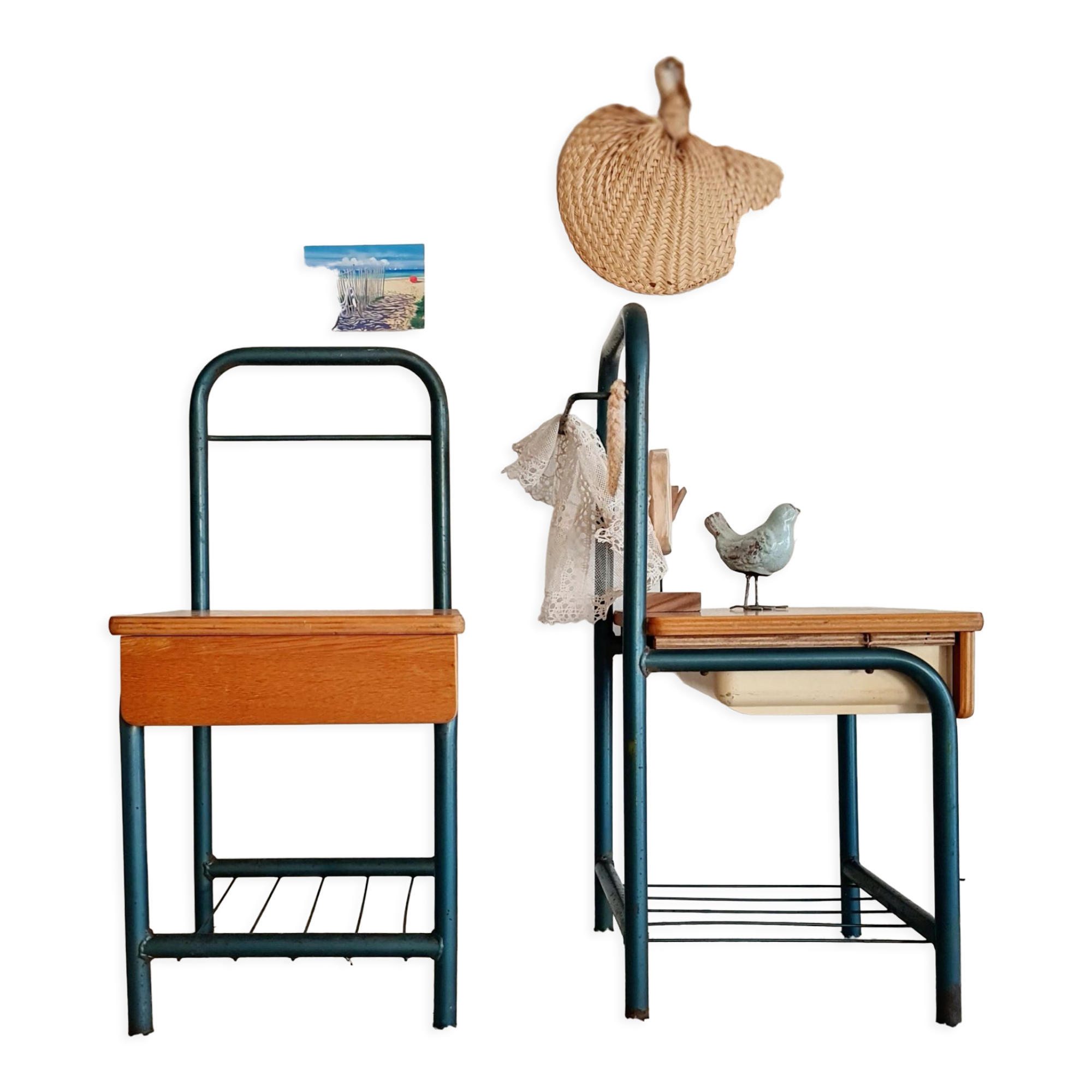 Pair of bedside boarding schools old 50s