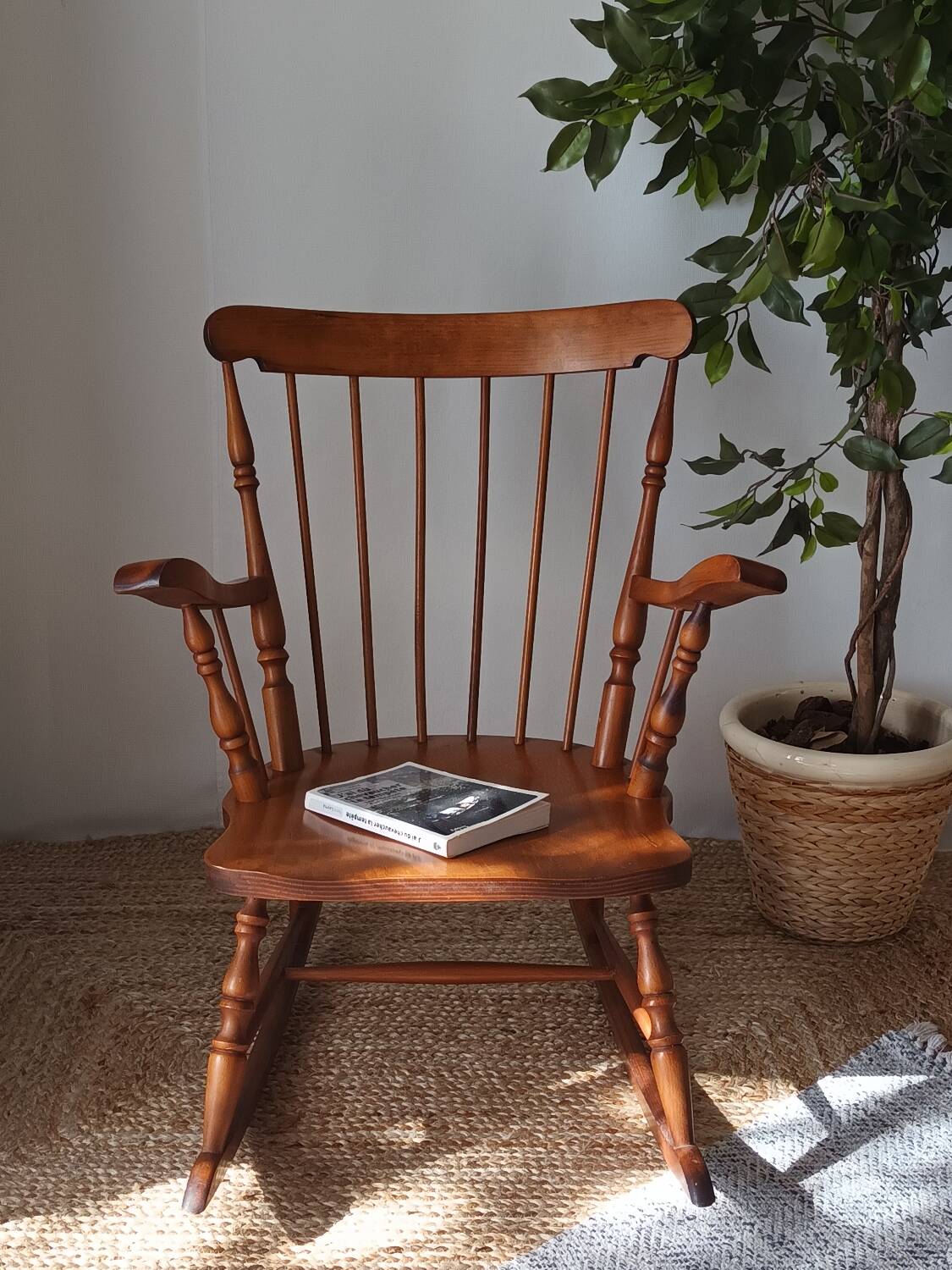 Vintage turned wood rocking chair
