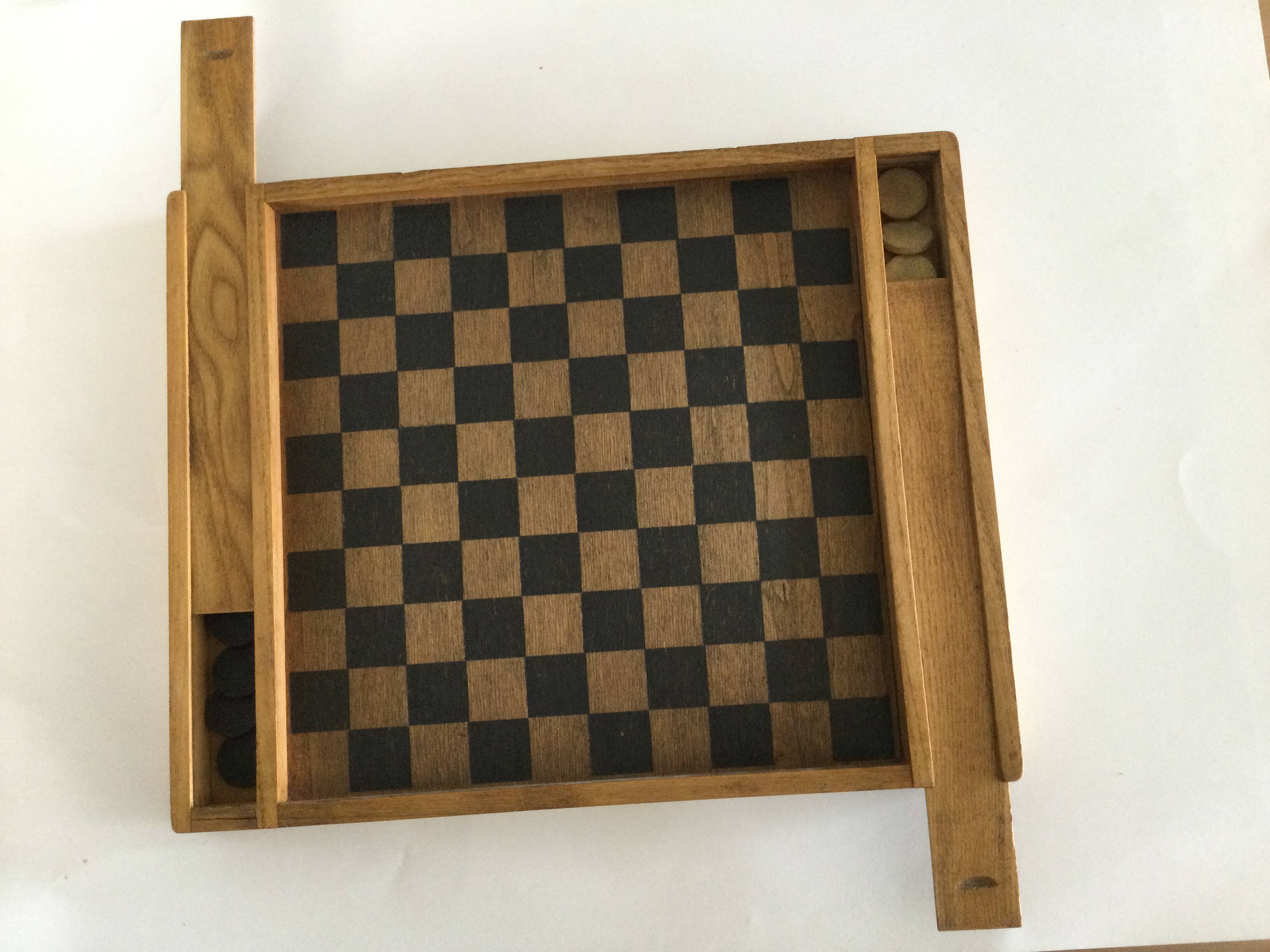 Old wooden toy, Checkers and Goose game 1950s