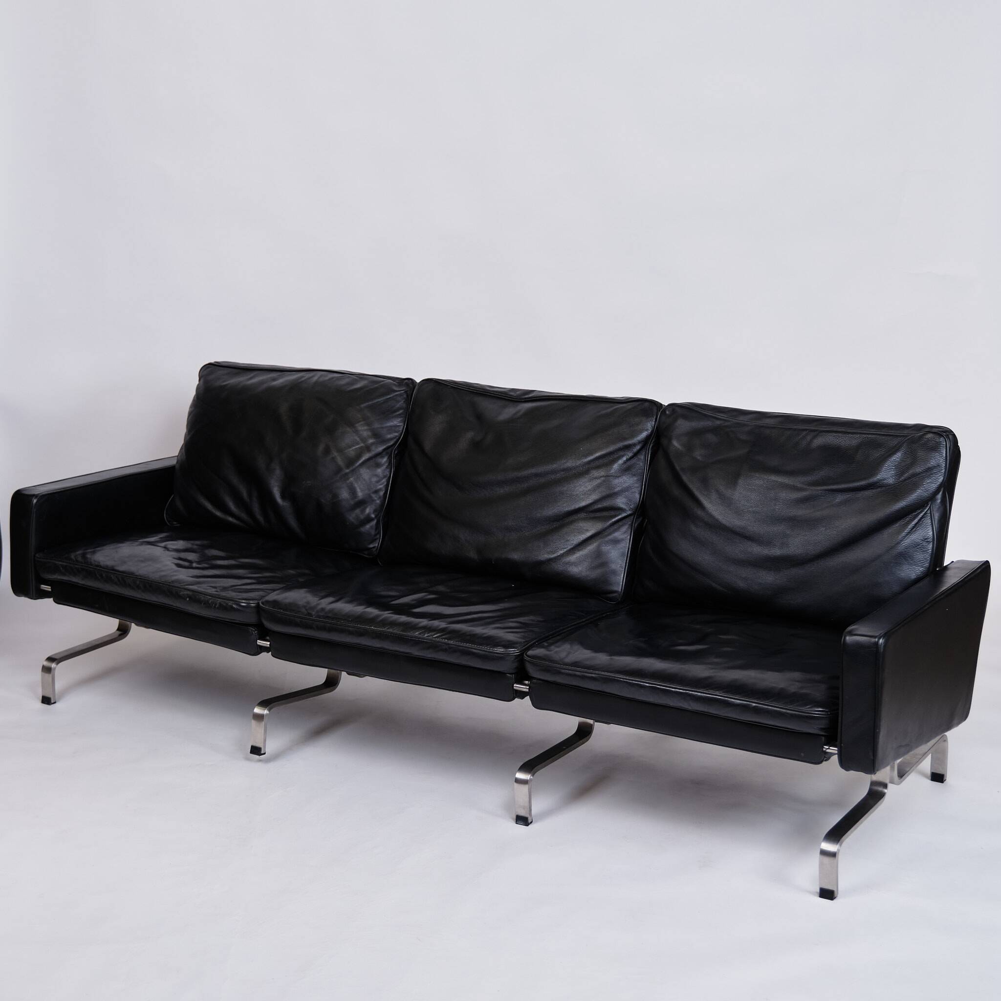PK31 sofa - 3-seater - black leather - Poul Kjærholm - E. Kold Christensen - 1960s