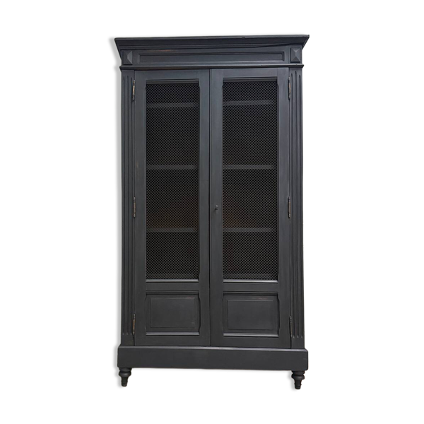 Bibliothèque Directoire patinée noire, rénovée