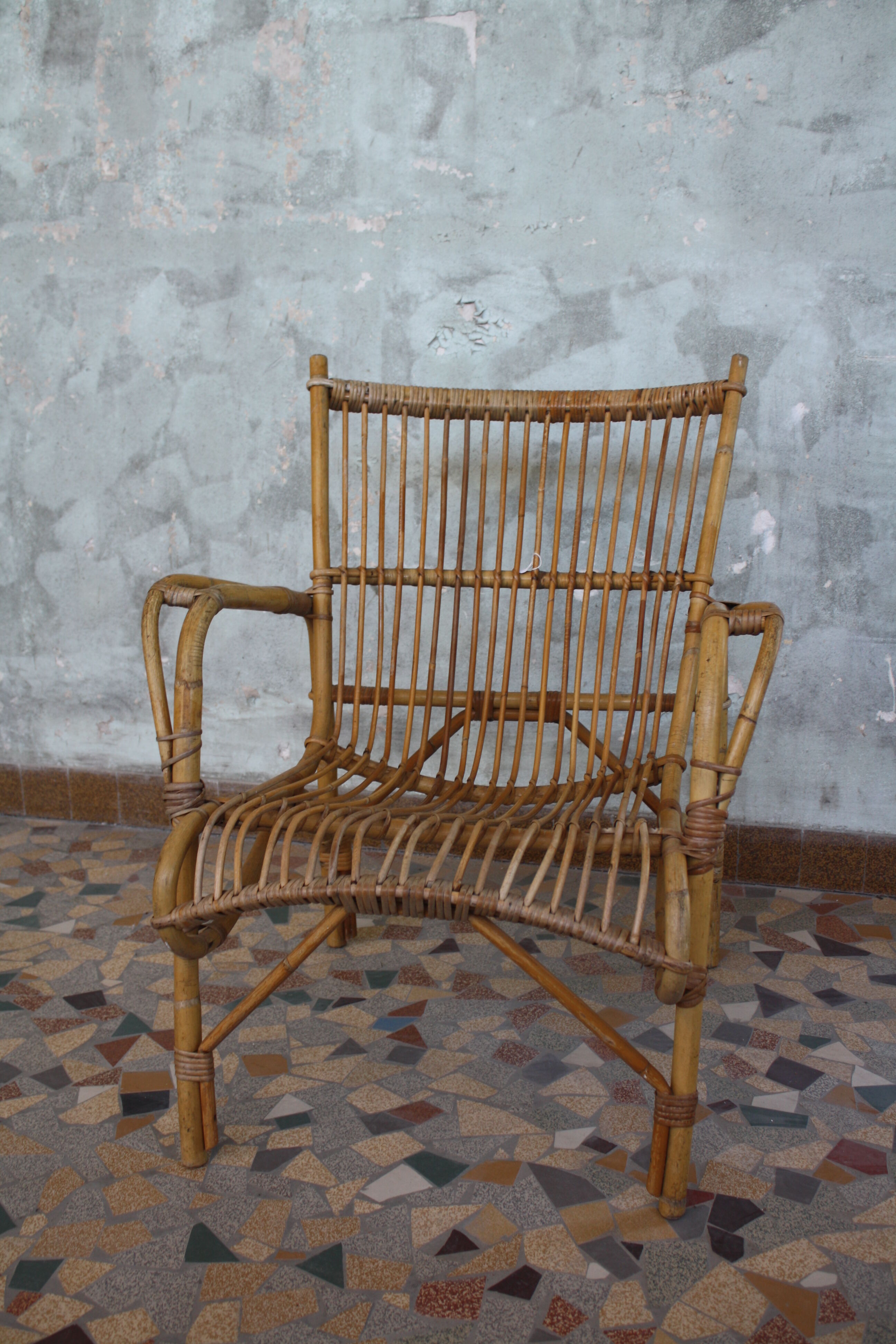 Vintage rattan armchair 1960