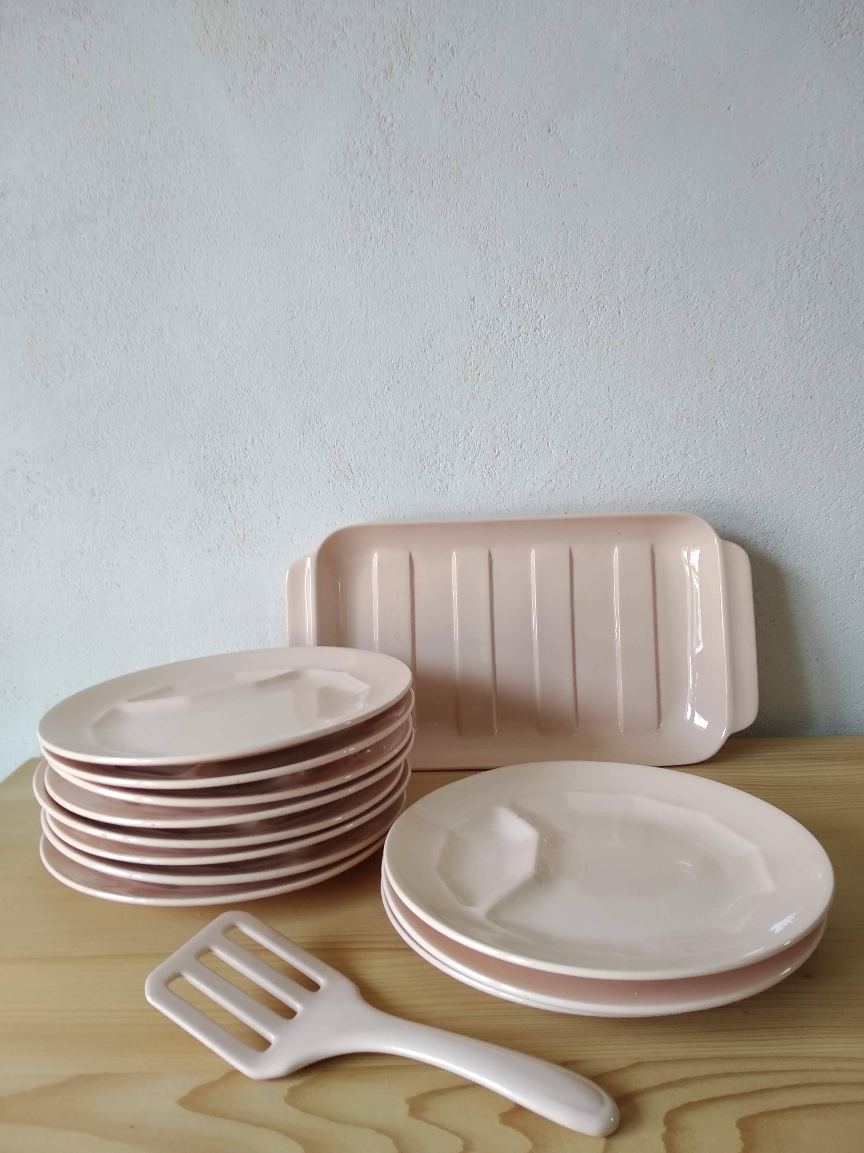 Digoin Sarreguemines Pale Pink Asparagus Set