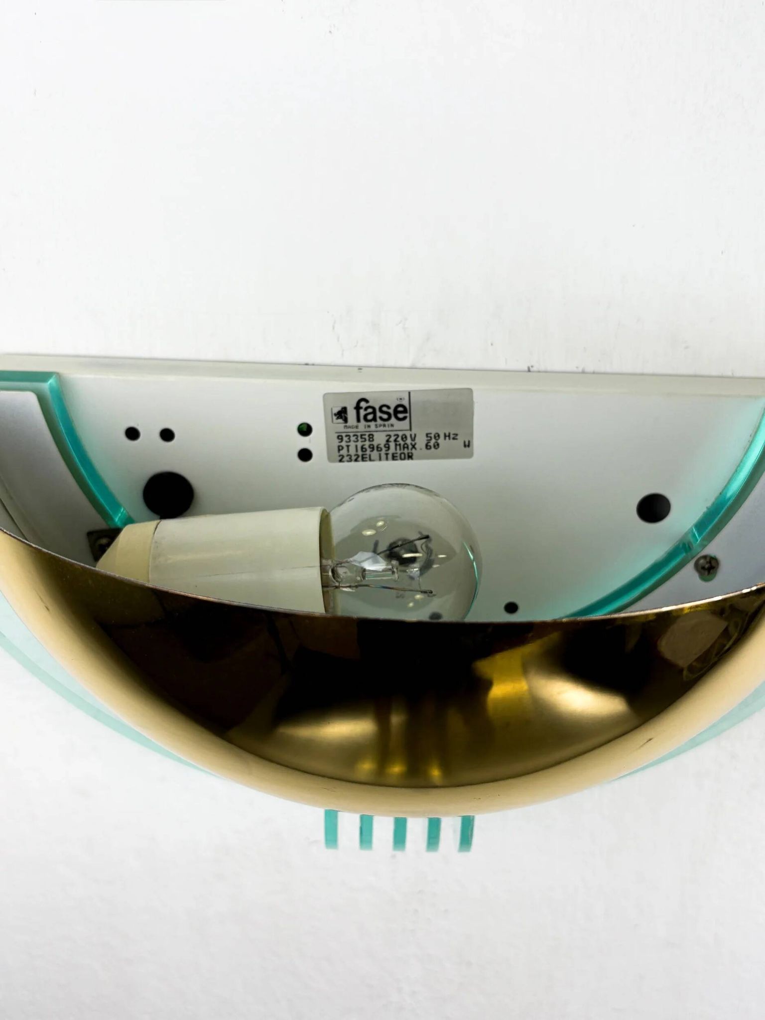 Pair of modernist design half moon wall lamps by Fase, Spain, 1980s