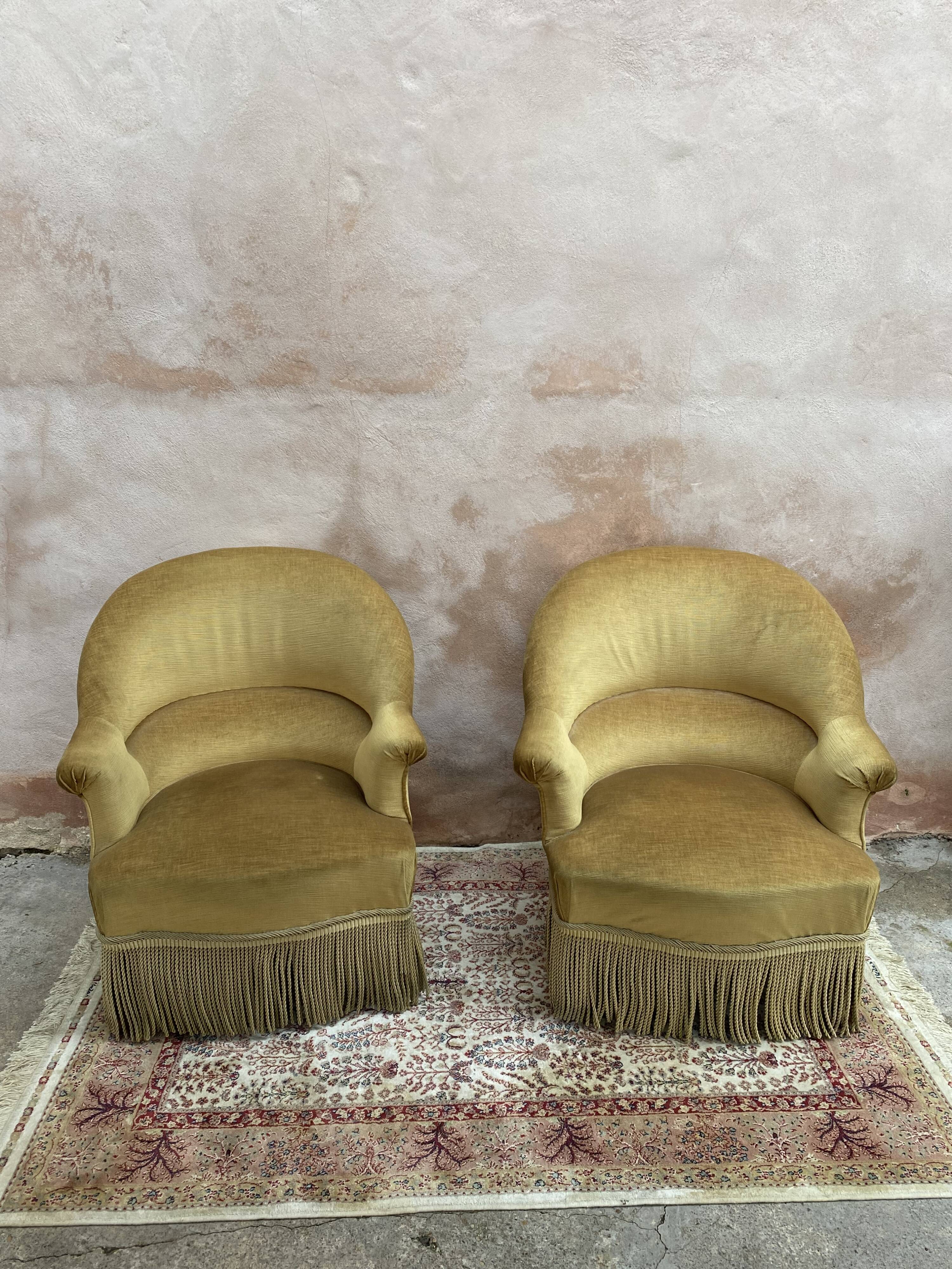 Pair of toad armchairs