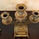 Pair of candelabras or 3-branched chandeliers in gilded bronze late 19th