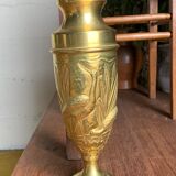 Brass vase with crane decoration