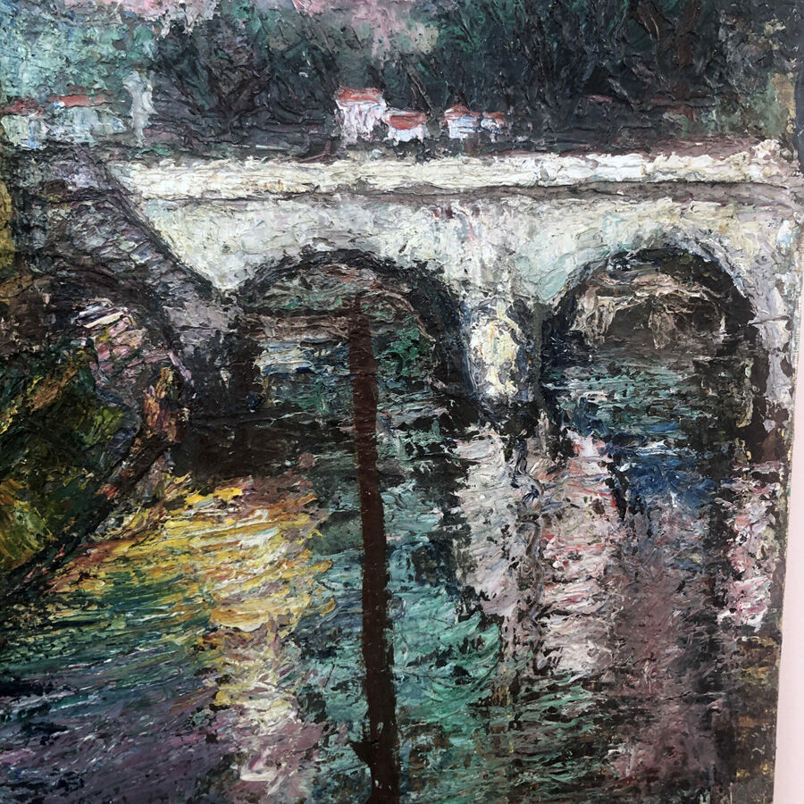 Painting "Les quais" 50's signed Truchetet