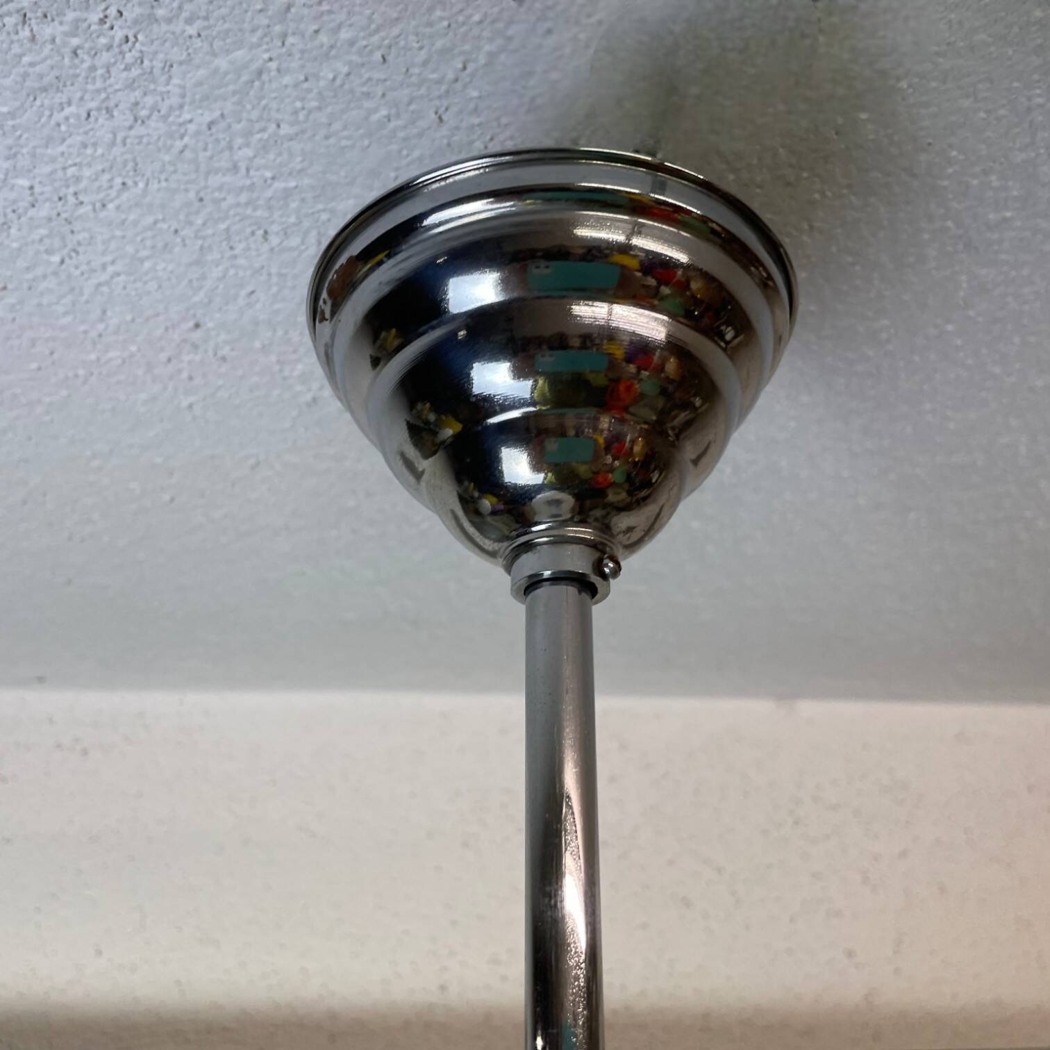 Art Deco oval white glass hanging lamp