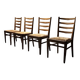 Set of 4 Dutch Oak and Rush Dining Chairs, 1950s