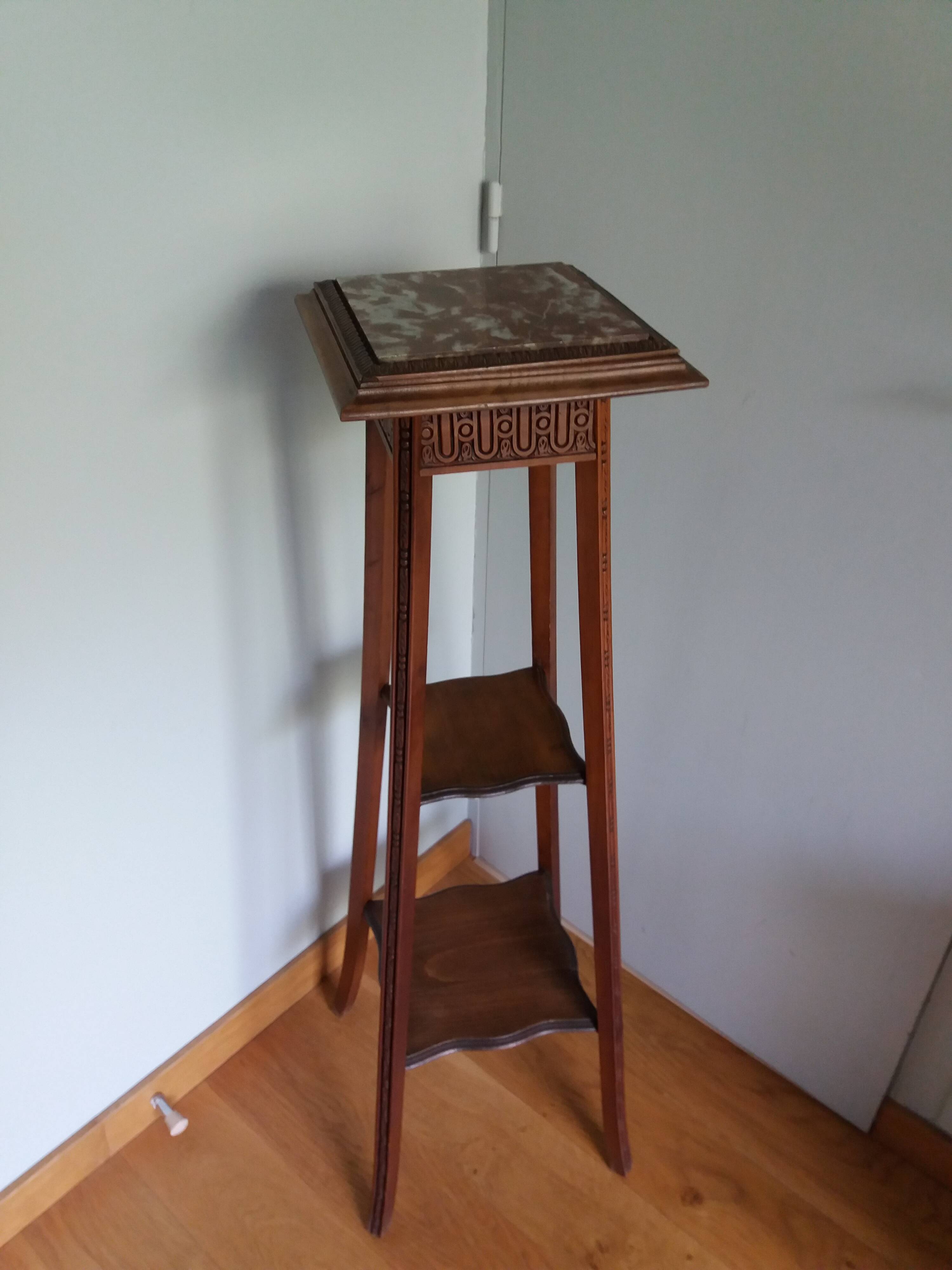 Wooden and marble stool